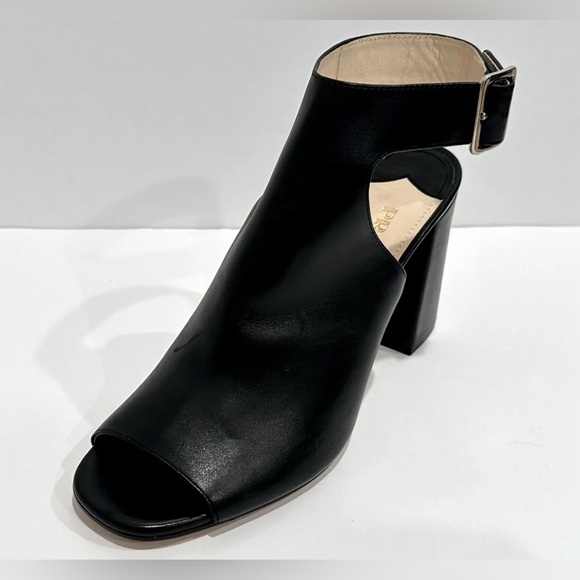 PRADA Black Leather Open Toe Chunky Slingback Heels NIB 39 - Picture 3 of 6